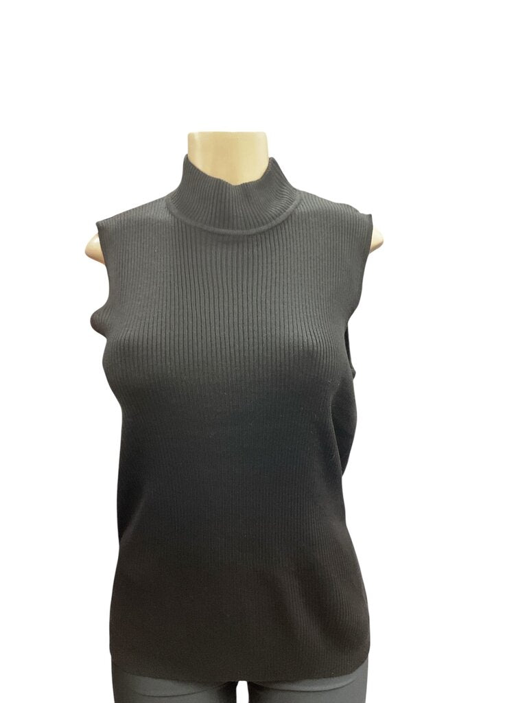 Dana (XL) Buchman Black Turtleneck Sleeveless Sweater