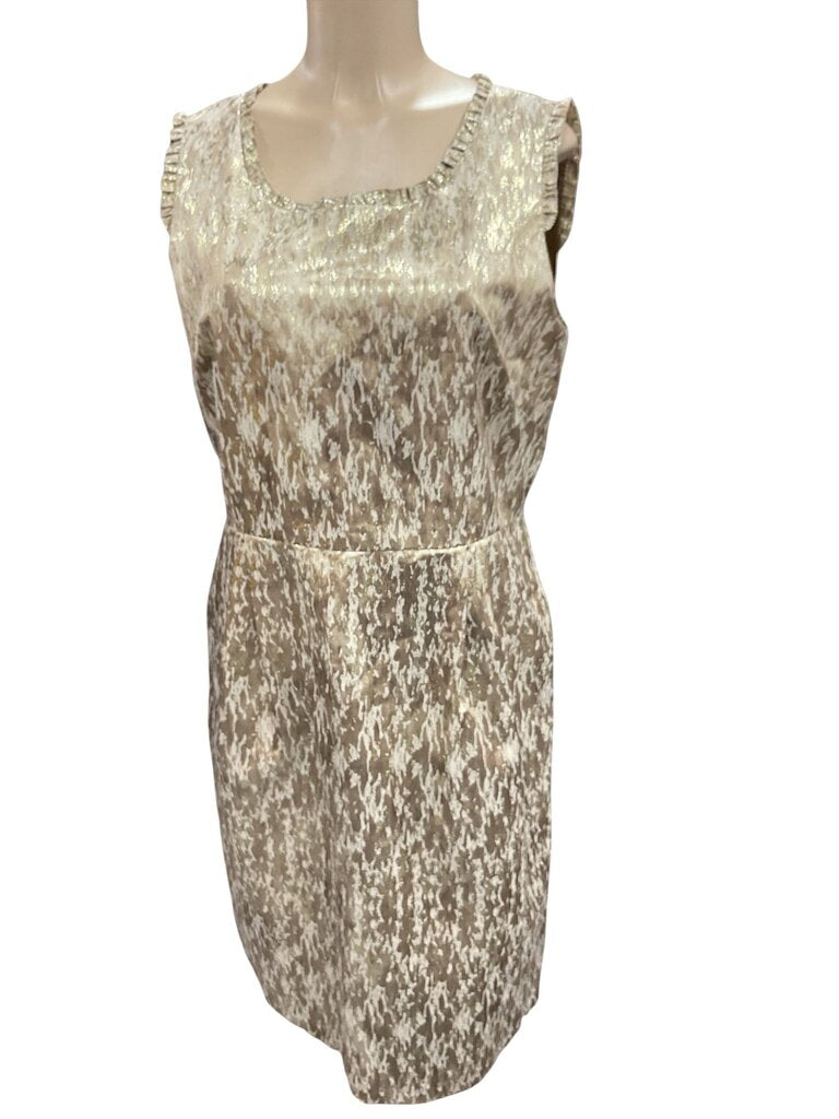 Tahari (16) Gold Printed Sleeveless Dress