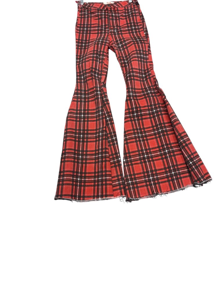 We (26) the Free Red Plaid Wide Leg Pants