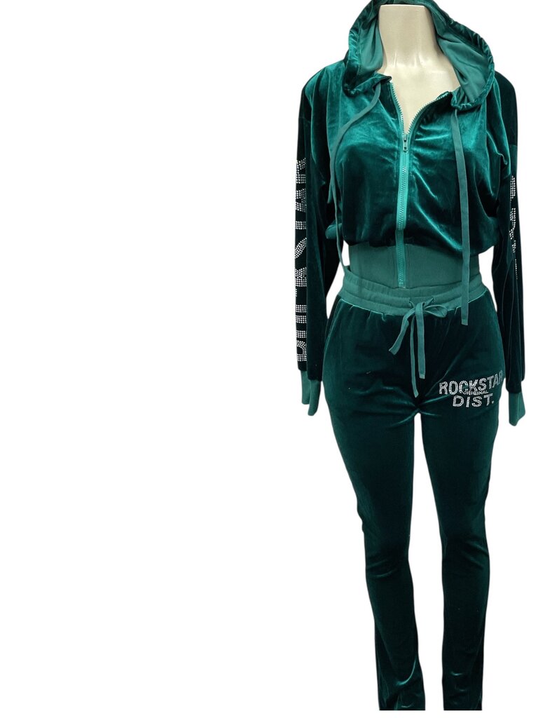 Rockstar (MED) Originals Green Velour Two Piece Suit