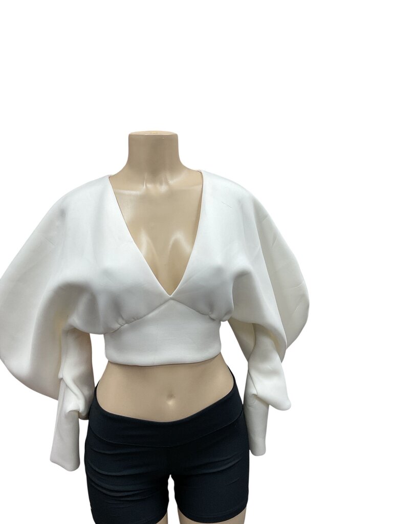 True (6) Violet Cream Puffy Blouse