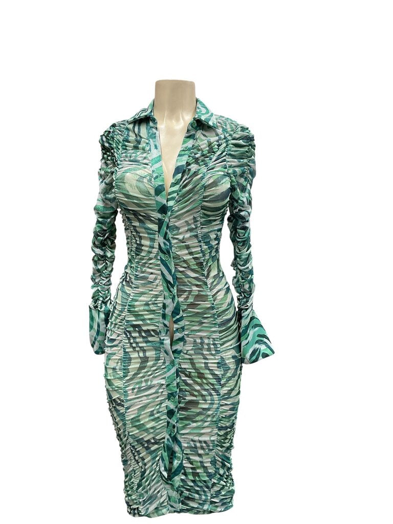 Pretty (4) Little Thing Green Sheer Fitted Dress