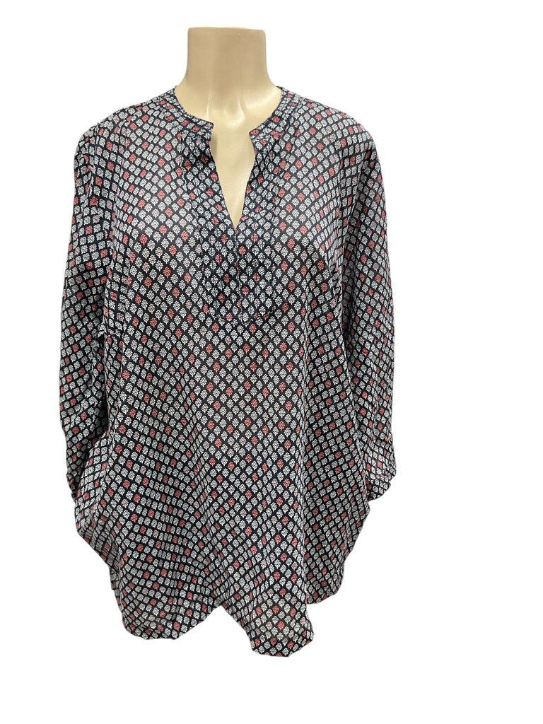 Talbots (2X) Blue Printed L/S Blouse