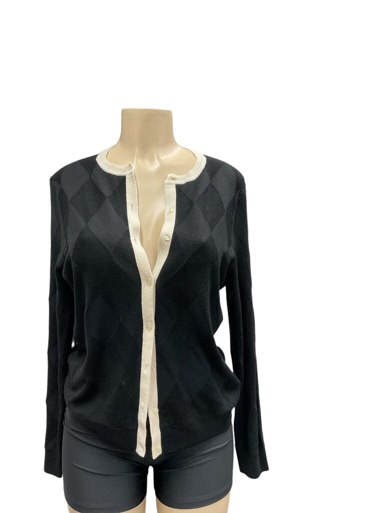 346 Brooks Brothers (Large) Black Cream Cardigan