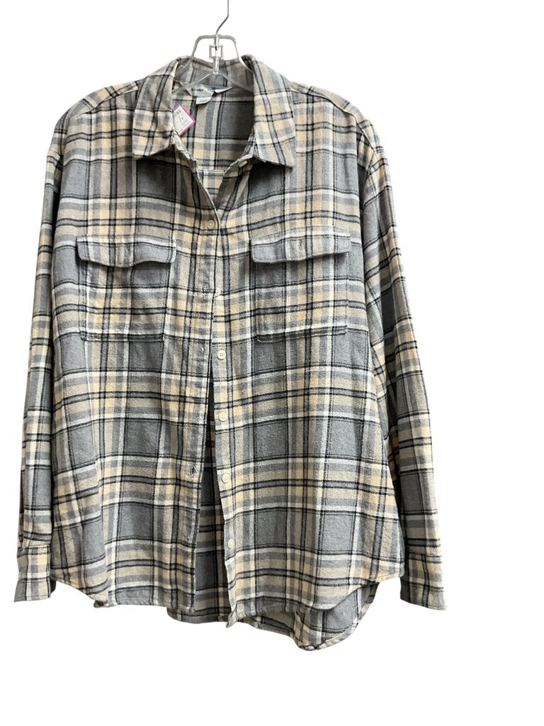 Old navy grey and tan flannel