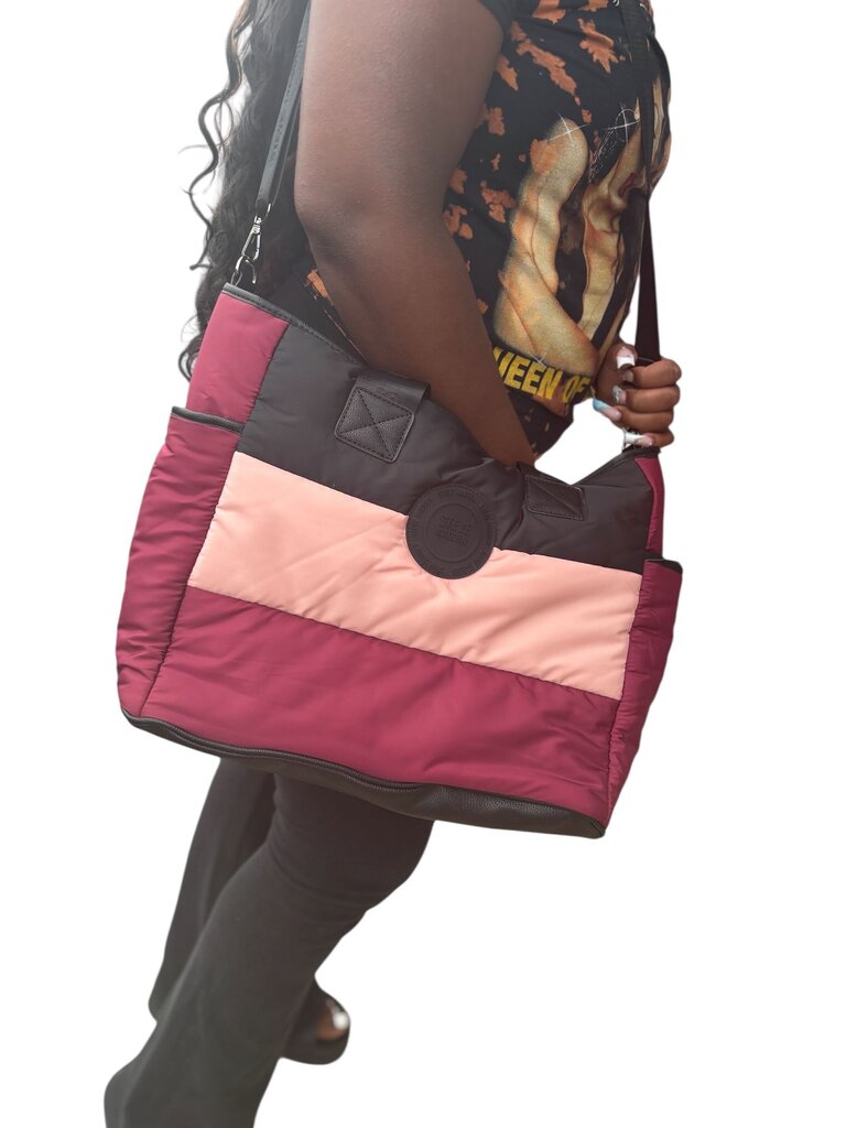 Steve Madden Burgundy and Pink Tote Bag