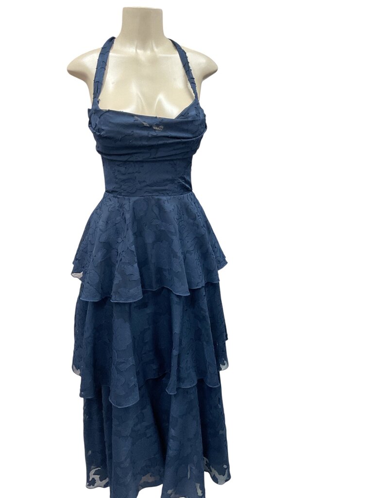 Hello Molly blue floral embroidered strapless halterdress