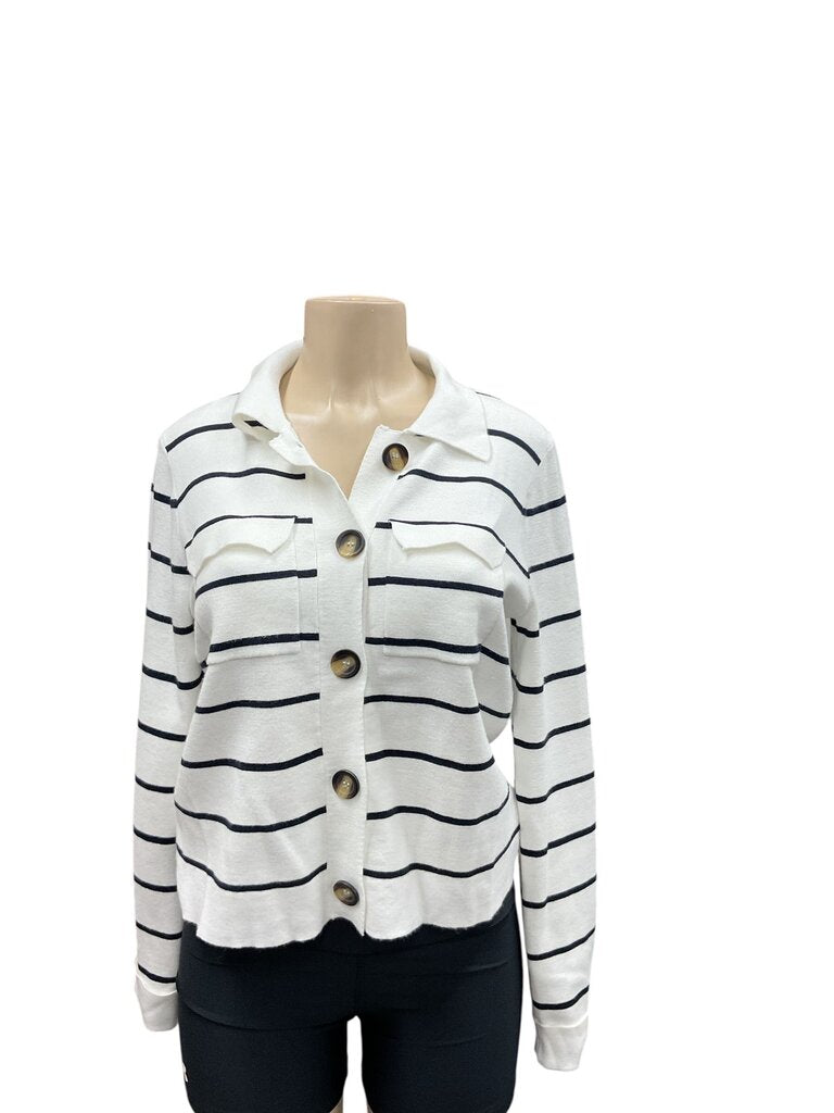 Tahari (Small) Blue/White Sweater Cardigan