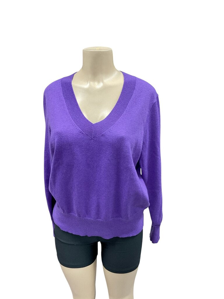 A New Day (Med) Purple V Neck Sweater