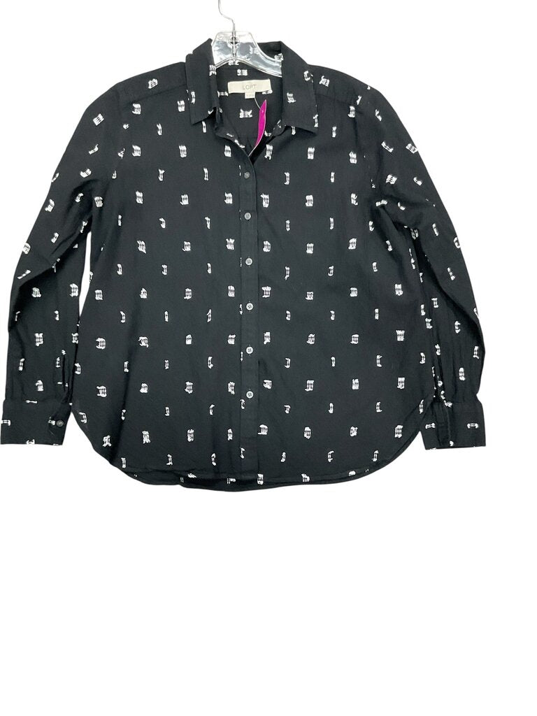 Loft (Med) Black/White L/S Blouse