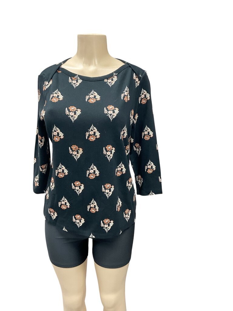 Style (PXL) and Co Black Printed 3/4 Sleeve Blouse