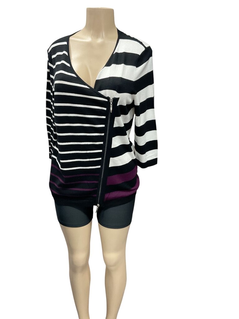 WHBM (Large) Black and White Sweater w/ Zipper