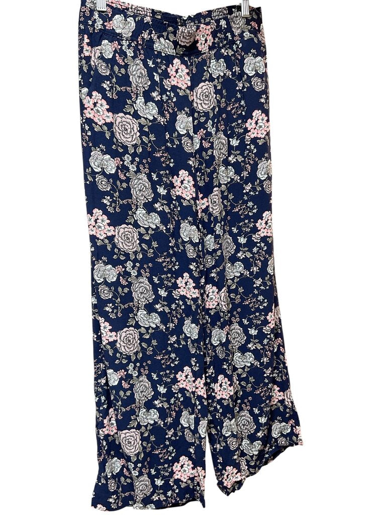 Loft (XS) Blue Floral Wide Pants