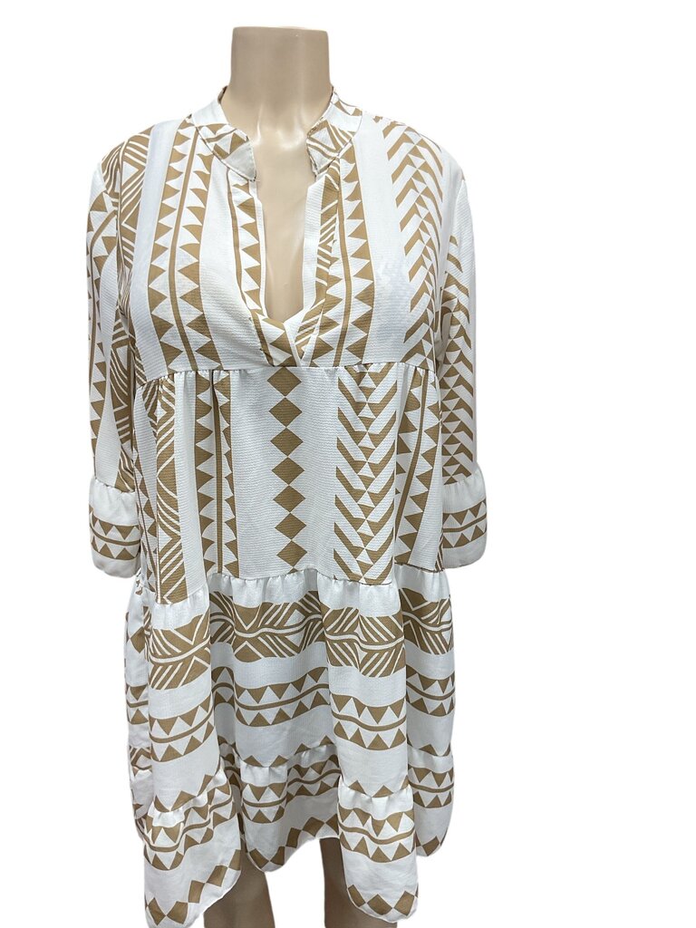 Silk (os) and Salt Tan and Cream Dress