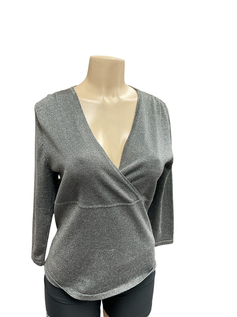 Patchington (XL) Silver Wrap Top Blouse