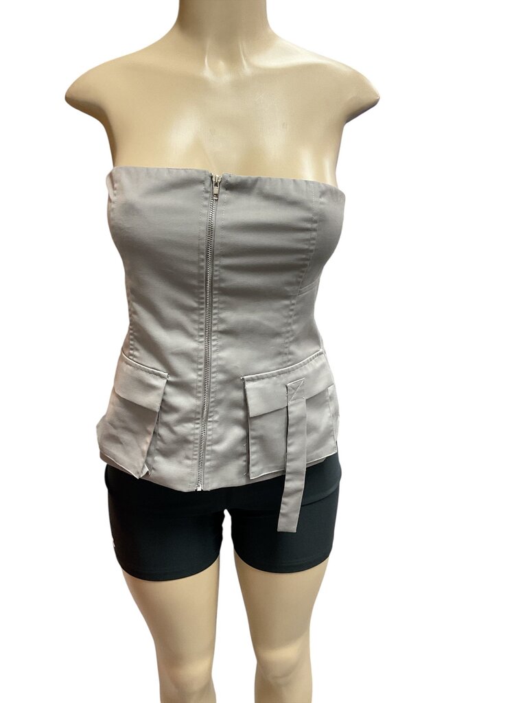 Forever 21 Gray strapless cargo top
