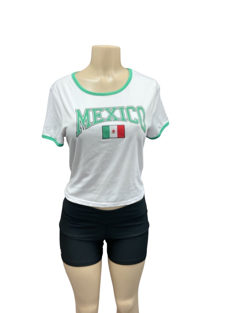 Pink mist white mexico crop top
