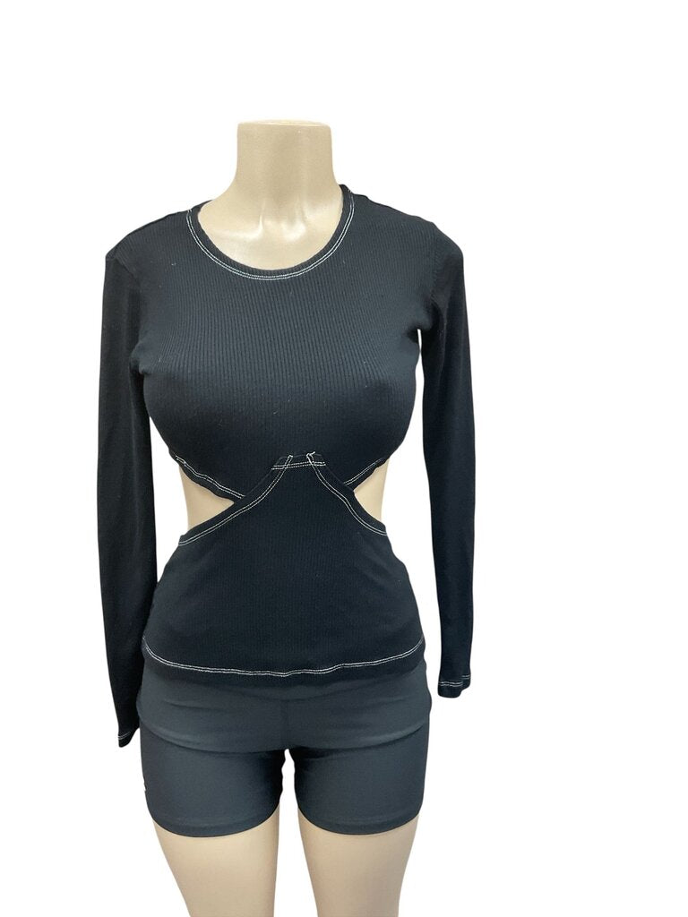 The fifth label Black cutout backless L/S top