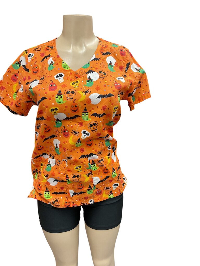 Lydia's Halloween theme owl scrub top