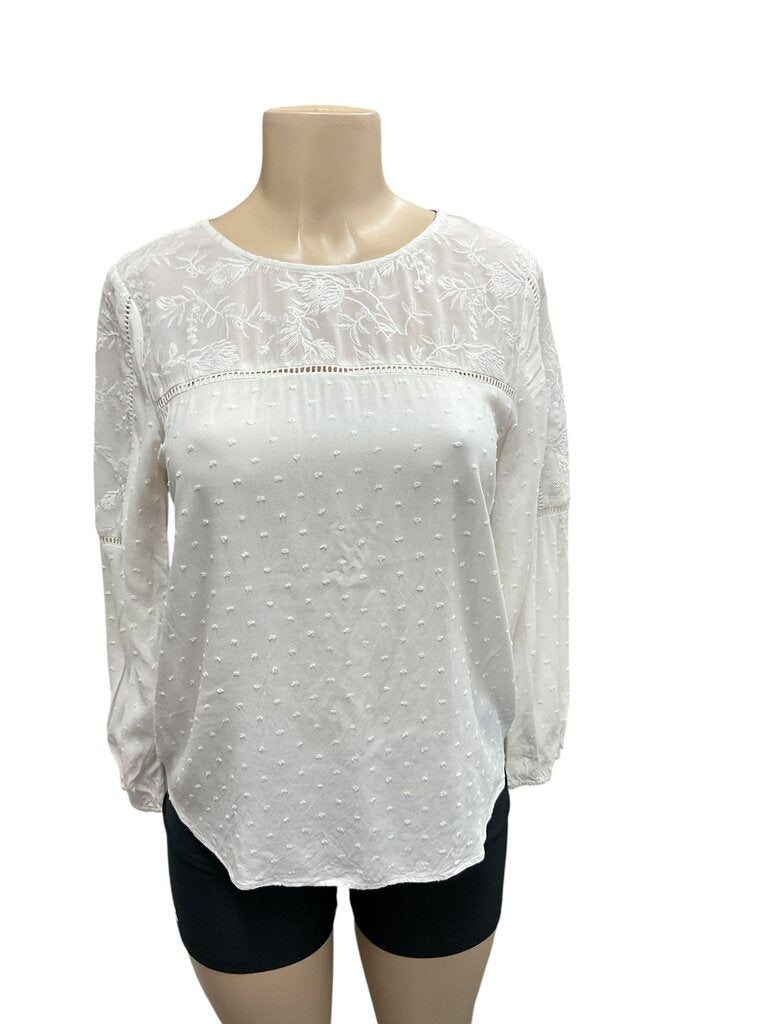 Loft (MP) White Blouse w/Sheer Top