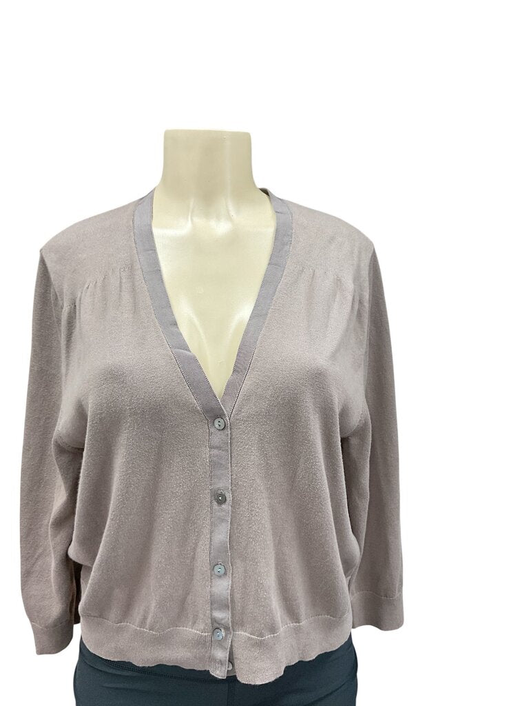 Lands end tan button up sweater