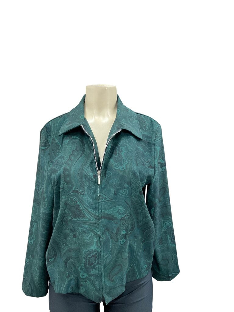 Briggs (PS) Green Textured Blazer Zippered
