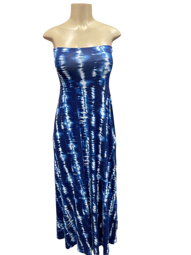 MOW blue tie dye strapless dress