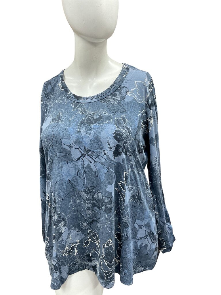 Susan (XL) Graver Weekend Blue L/S Floral Print Tee