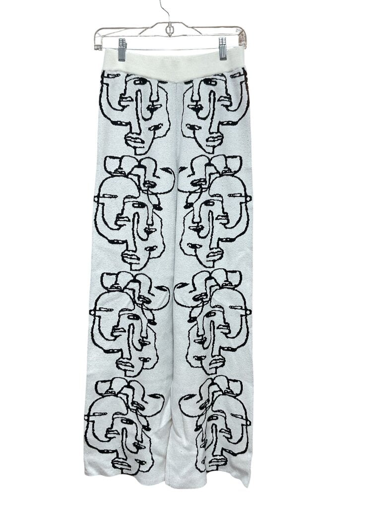 Fashionova (Med) White/Black Sweater Wide Leg Pants