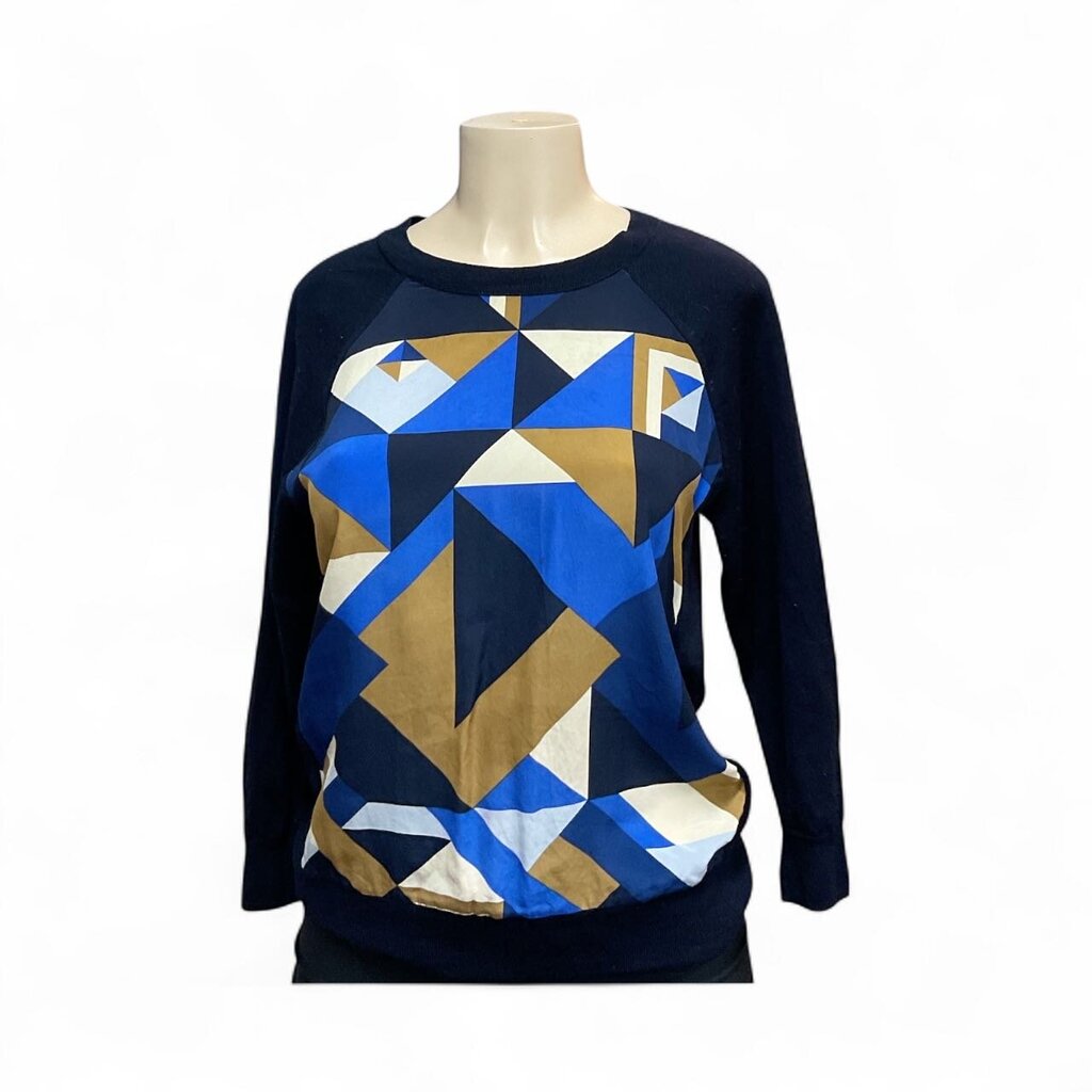 J (Small) Crew Blue Patterned 3/4 Sweater