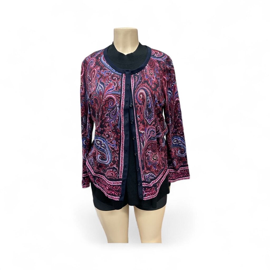 Talbots paisley print purple sweater