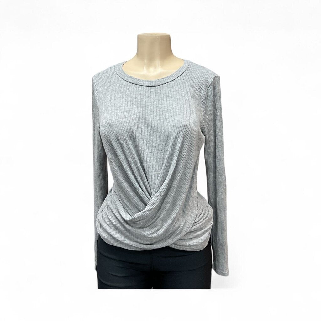 Fashion Nova gray L/S crossover top