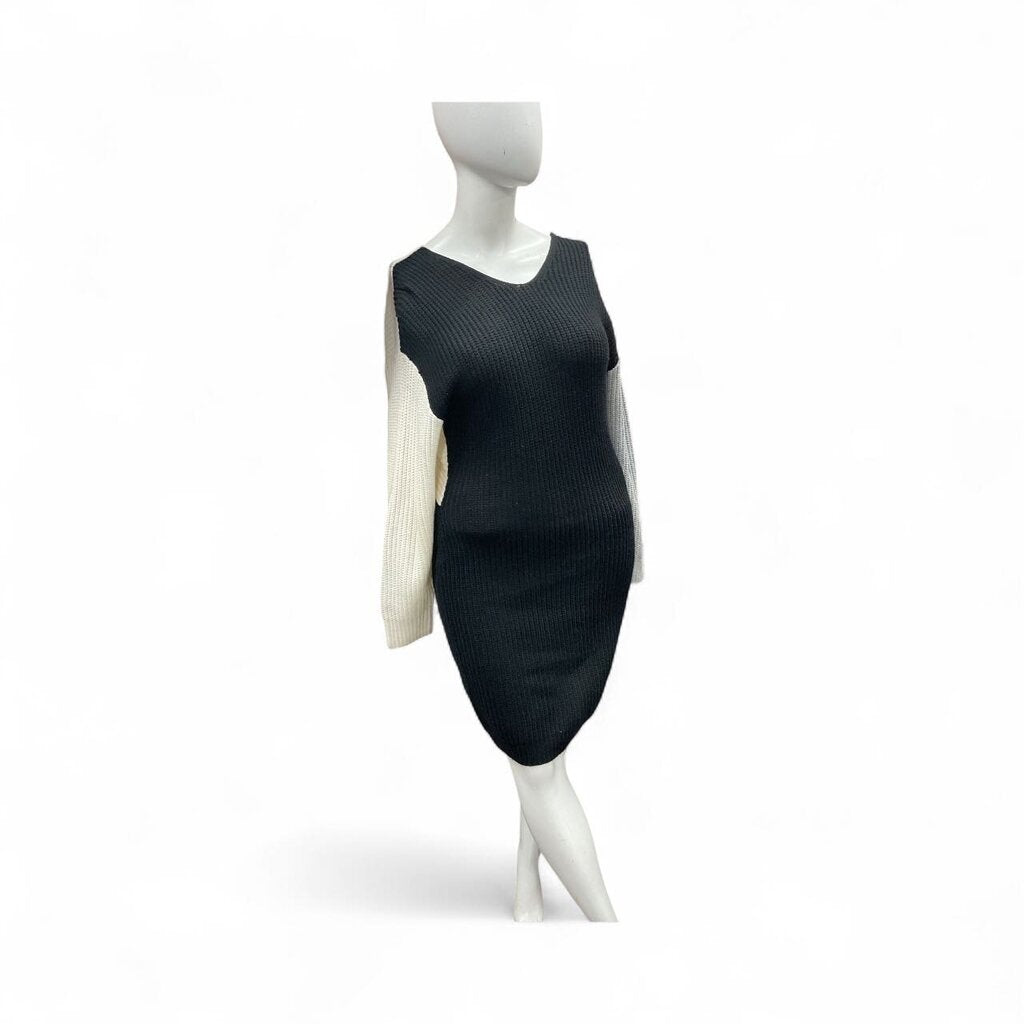 Almost (2X) Famous Black/Tan Sweater Dress