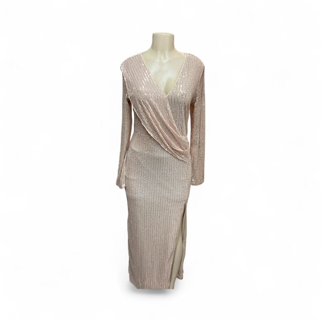 Gold (Large) Sequin Long Dress w/ Slit