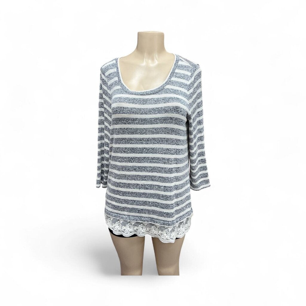 Loft (Large) Grey Sheer Bottom Sweater