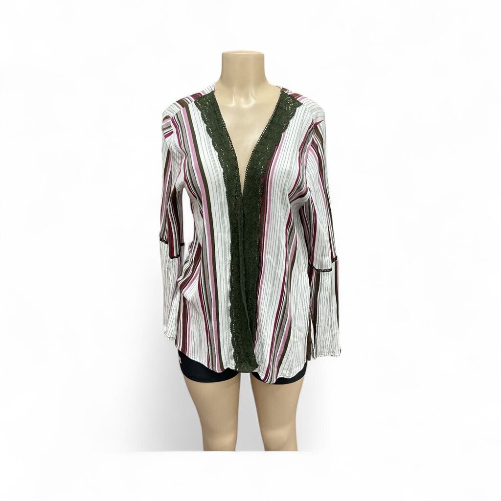Absolutely (Large) Famous Green/Pink/White Open Cardigan