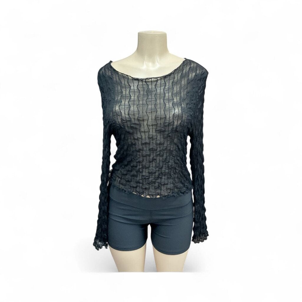 Black (Large) Sheer Lace L/S Blouse