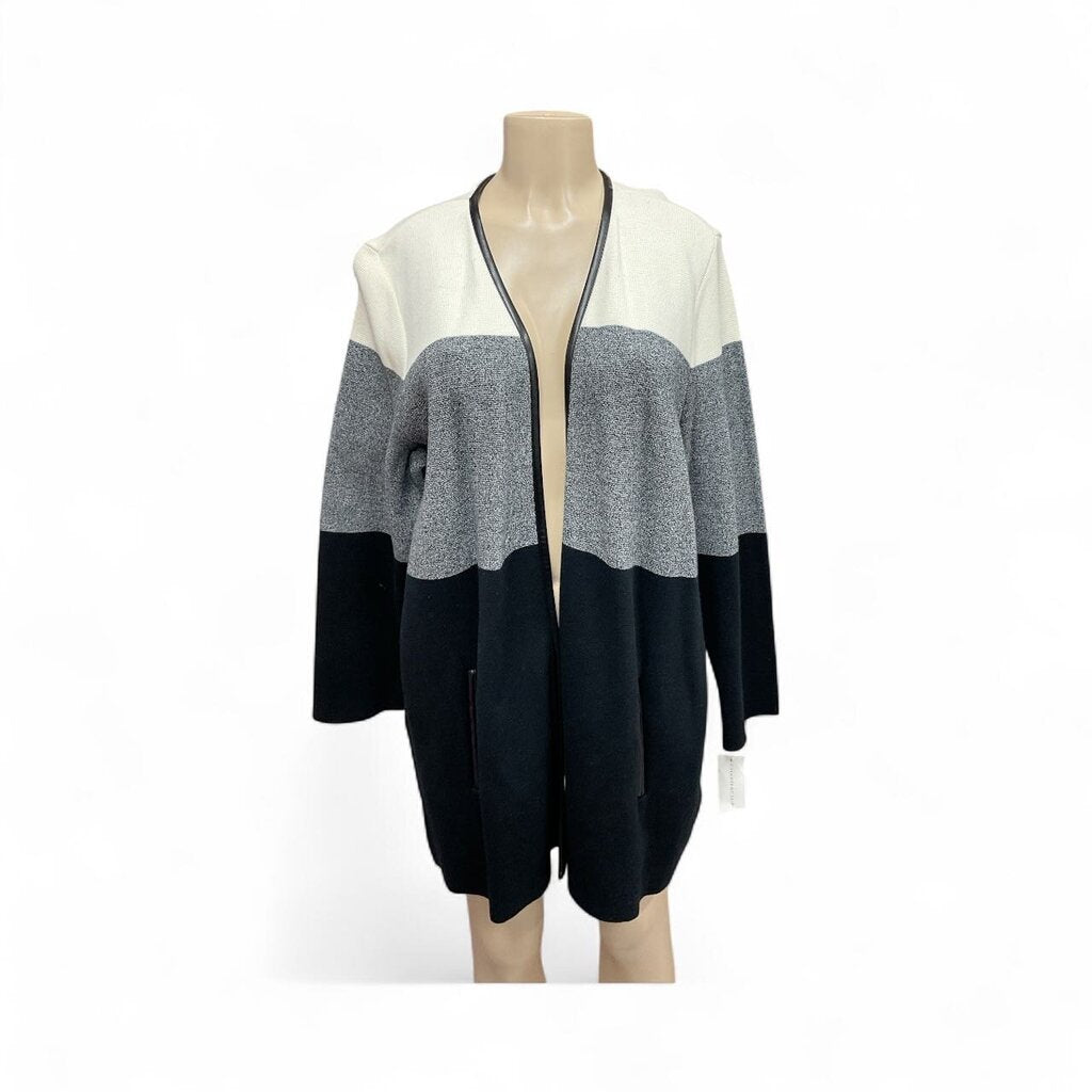 Charter Club (XL) Black/Tan Long Cardigan