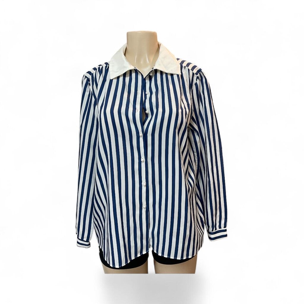 Laura (Med) Mae Blue/White Blouse Vintage