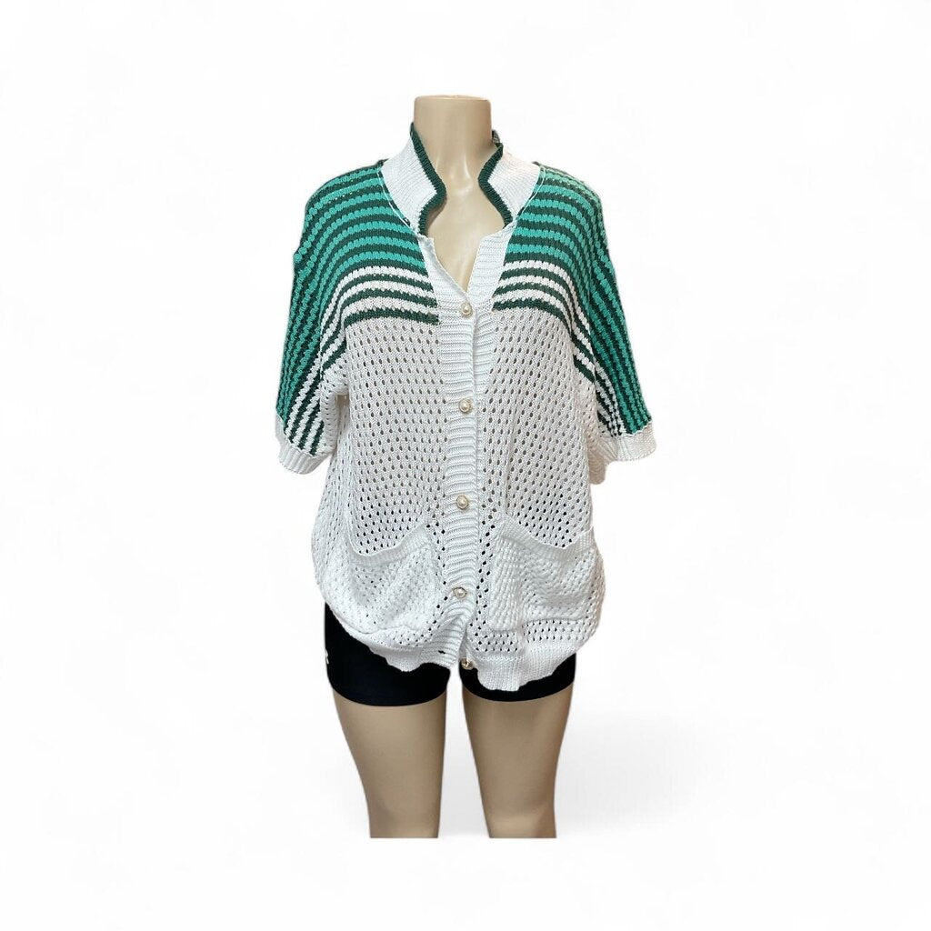 Green/White (Large) See Through Cardigan