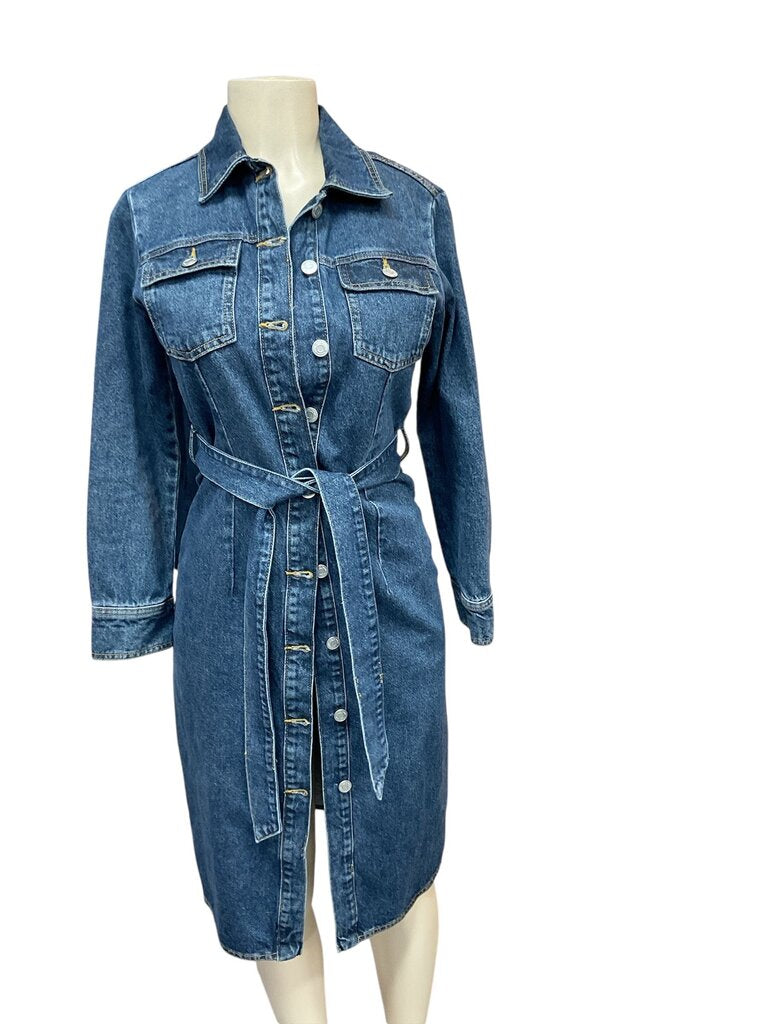 Zara (XS) Denim Belted Dress