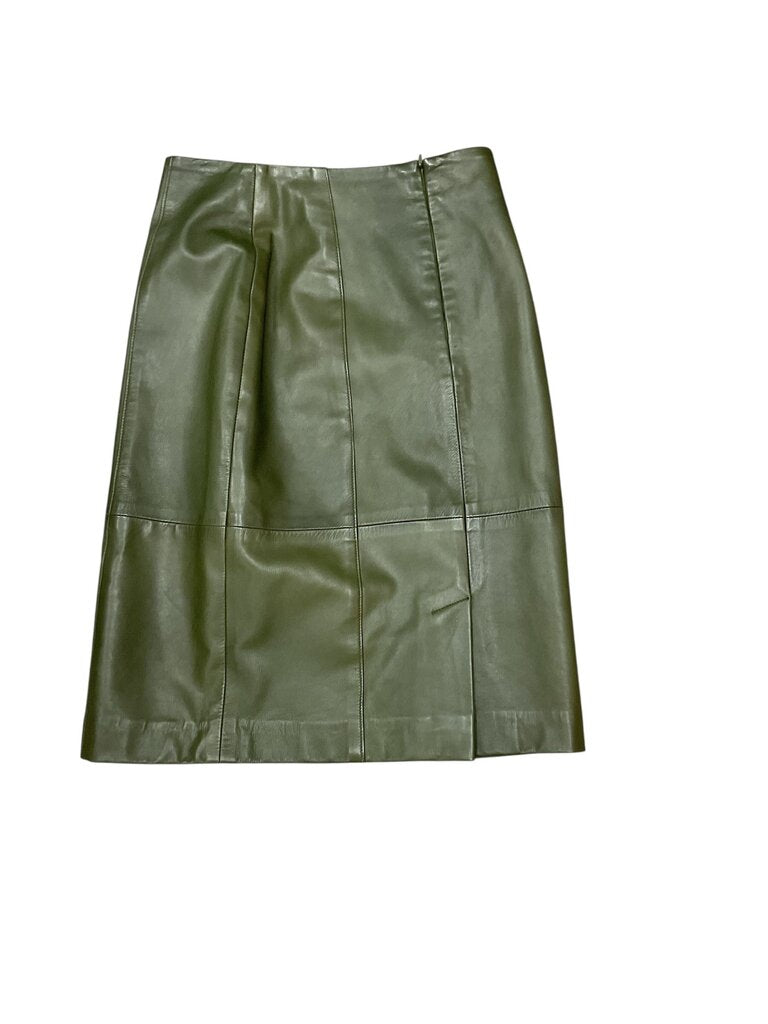 Rafaella (6) Green Leather Midi Skirt