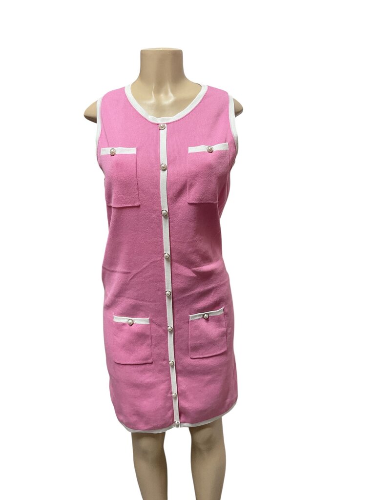 Zesica (XL) Pink/White Fitted Sweater Dress