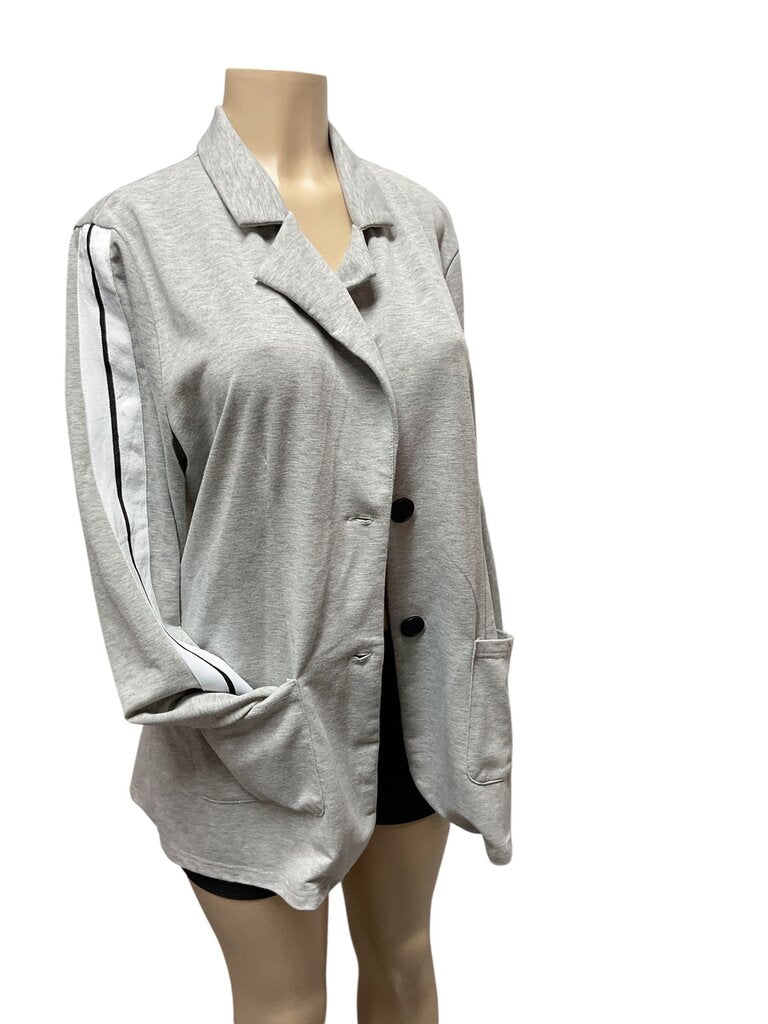 Grey (XL) Oversized Blazer w/White Stripe