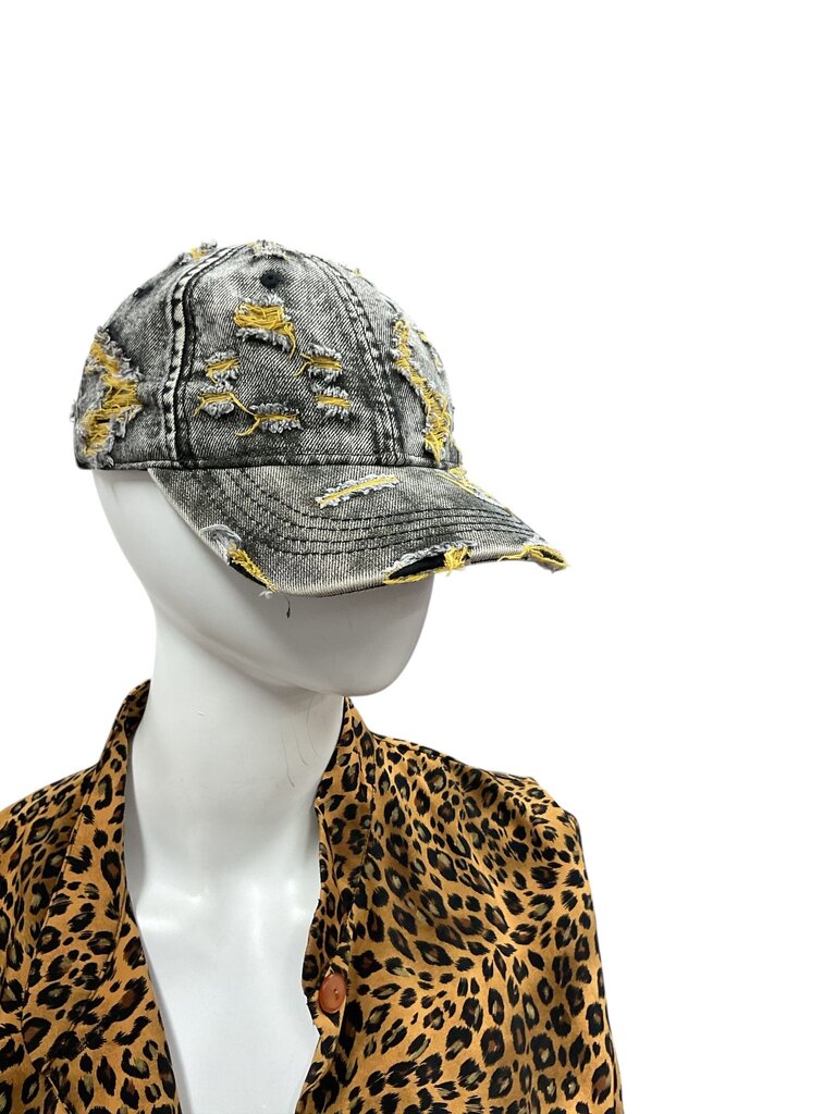 Yellow and Black Denim Baseball Cap