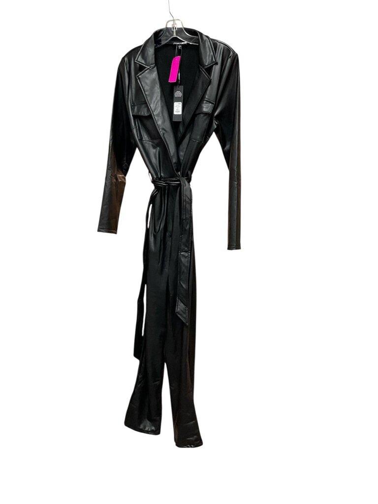Fashionova (Large) Black Faux Leather Jumpsuit