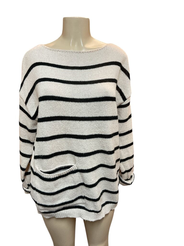 Tan/Black (Large) Boat Neck Sweater