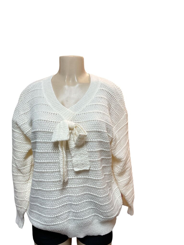 Curve (1xl) Cream Waffle Bow Sweater