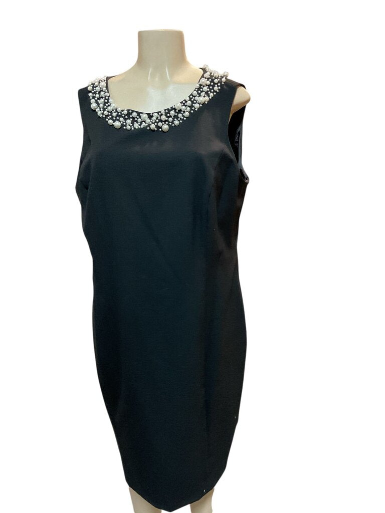 Calvin (16w) Klein Black Dress w/Pearl Neck
