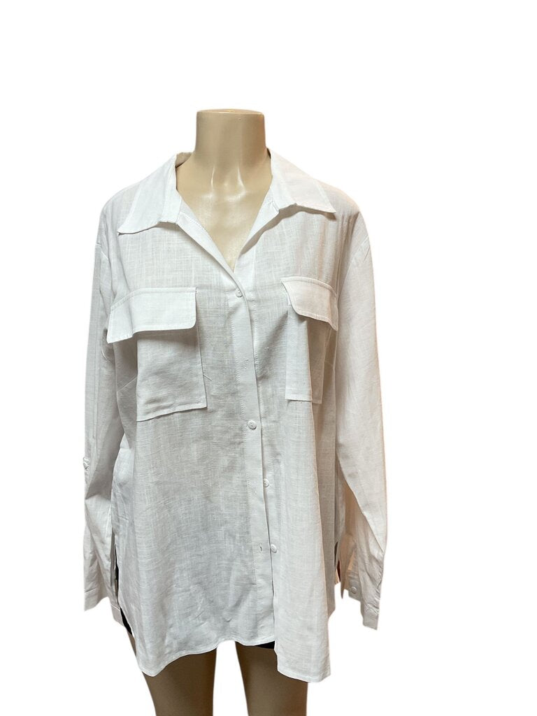 MOW (XXL) White Linen Blouse